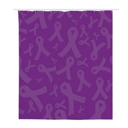 Purple Cancer Awareness Ribbon Print Polyester Shower Curtain