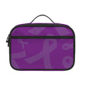 Purple Cancer Awareness Ribbon Print Portable Lunch Bag