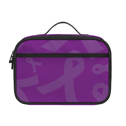 Purple Cancer Awareness Ribbon Print Portable Lunch Bag