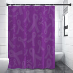 Purple Cancer Awareness Ribbon Print Premium Shower Curtain