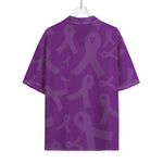 Purple Cancer Awareness Ribbon Print Rayon Hawaiian Shirt