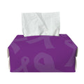Purple Cancer Awareness Ribbon Print Rectangle Tissue Box Cover