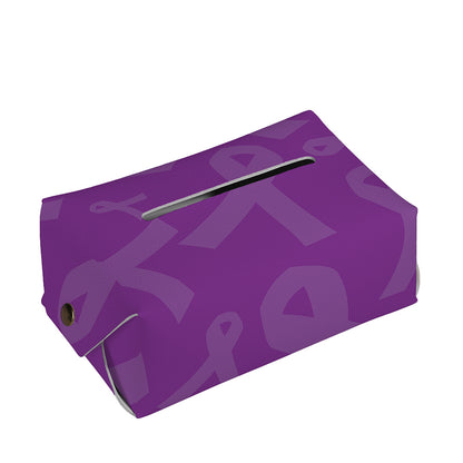 Purple Cancer Awareness Ribbon Print Rectangle Tissue Box Cover