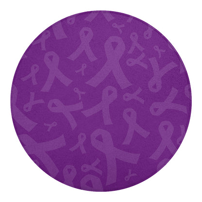 Purple Cancer Awareness Ribbon Print Round Blanket