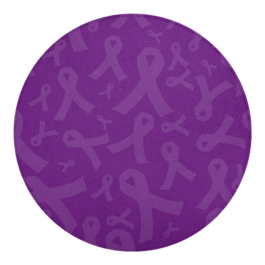 Purple Cancer Awareness Ribbon Print Round Blanket