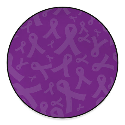 Purple Cancer Awareness Ribbon Print Round Floor Mat