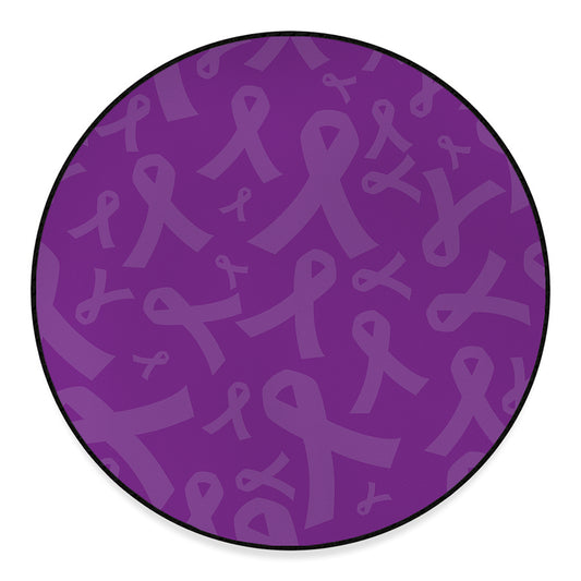 Purple Cancer Awareness Ribbon Print Round Floor Mat
