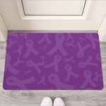 Purple Cancer Awareness Ribbon Print Rubber Doormat
