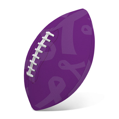 Purple Cancer Awareness Ribbon Print Rugby Ball
