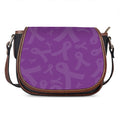 Purple Cancer Awareness Ribbon Print Saddle Bag