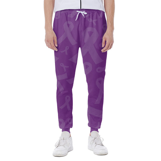 Purple Cancer Awareness Ribbon Print Scuba Joggers