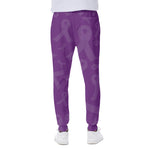 Purple Cancer Awareness Ribbon Print Scuba Joggers