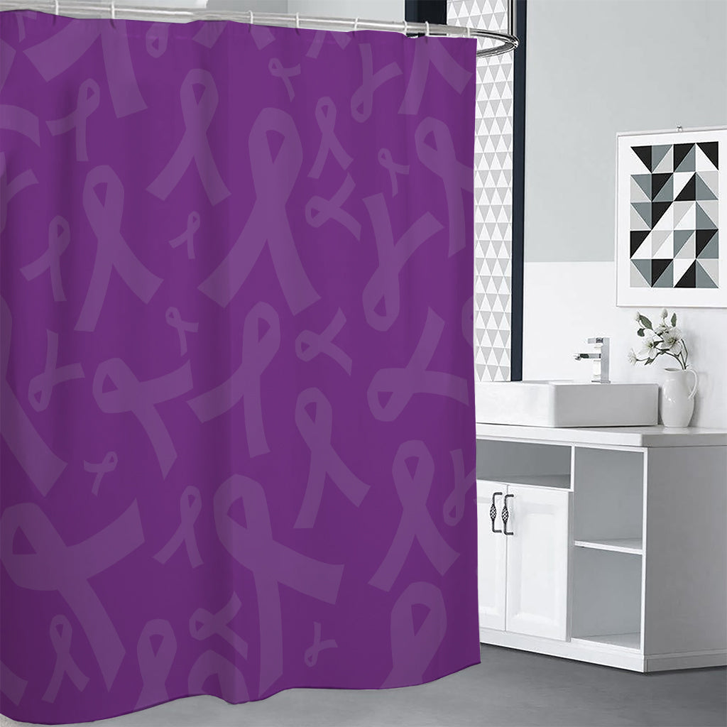 Purple Cancer Awareness Ribbon Print Shower Curtain