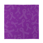 Purple Cancer Awareness Ribbon Print Silk Bandana