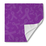 Purple Cancer Awareness Ribbon Print Silk Bandana