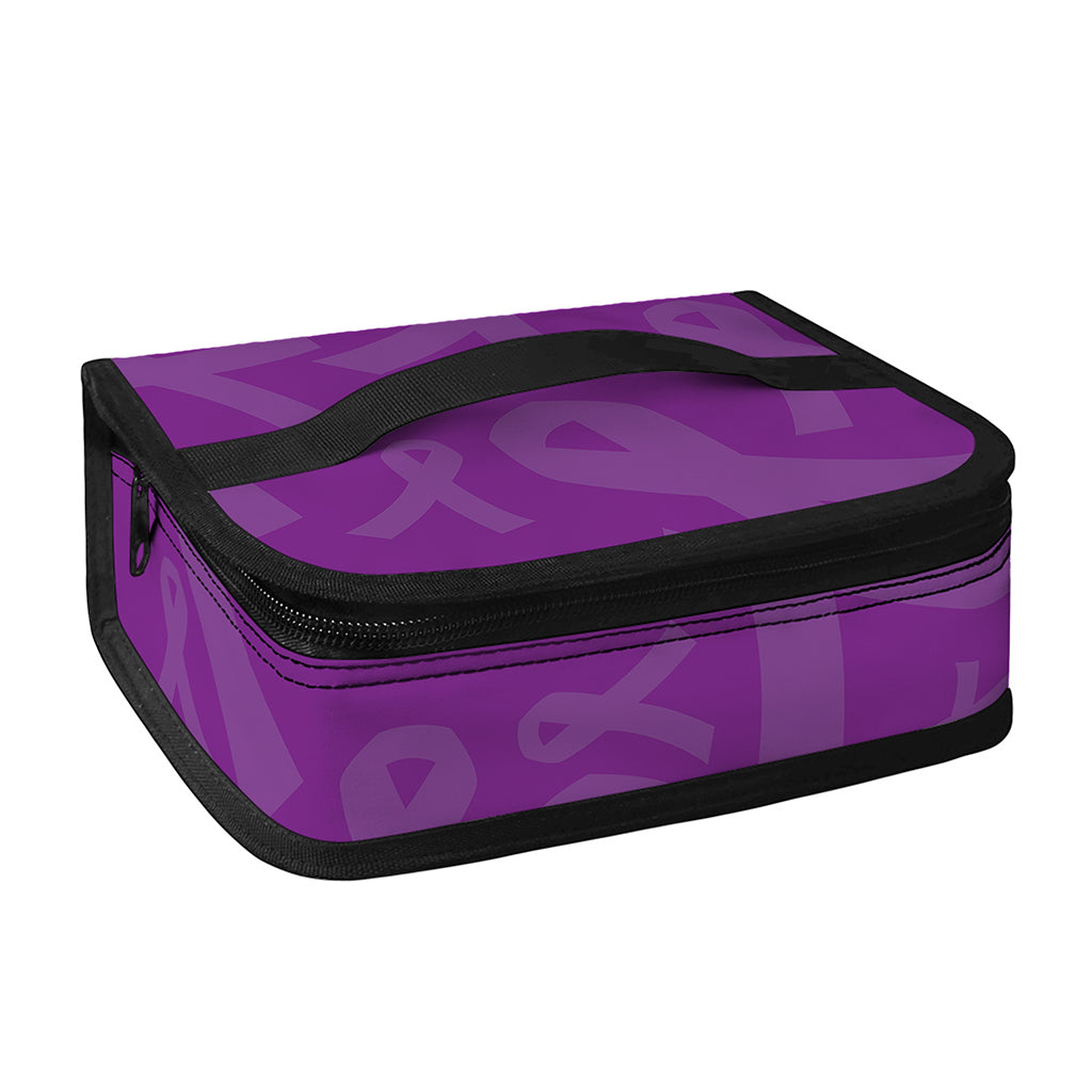 Purple Cancer Awareness Ribbon Print Small Lunch Bag