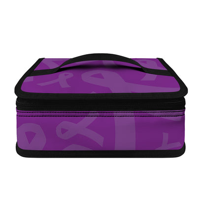 Purple Cancer Awareness Ribbon Print Small Lunch Bag