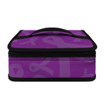 Purple Cancer Awareness Ribbon Print Small Lunch Bag
