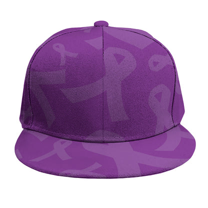 Purple Cancer Awareness Ribbon Print Snapback Cap