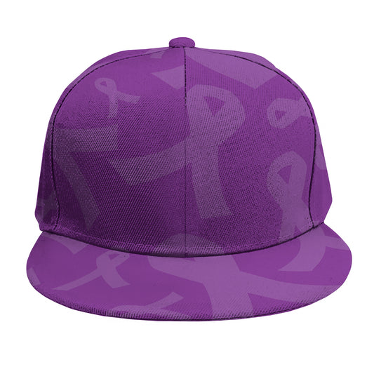 Purple Cancer Awareness Ribbon Print Snapback Cap