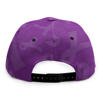 Purple Cancer Awareness Ribbon Print Snapback Cap