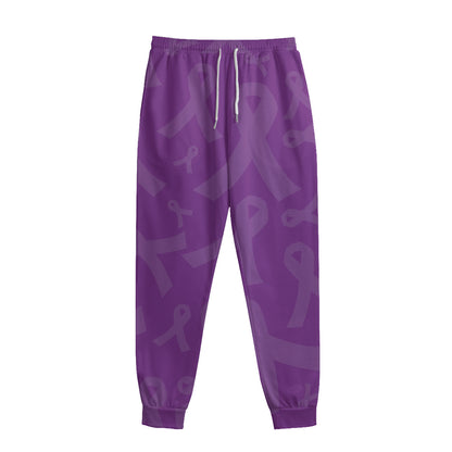 Purple Cancer Awareness Ribbon Print Sweatpants
