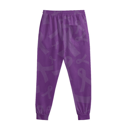 Purple Cancer Awareness Ribbon Print Sweatpants