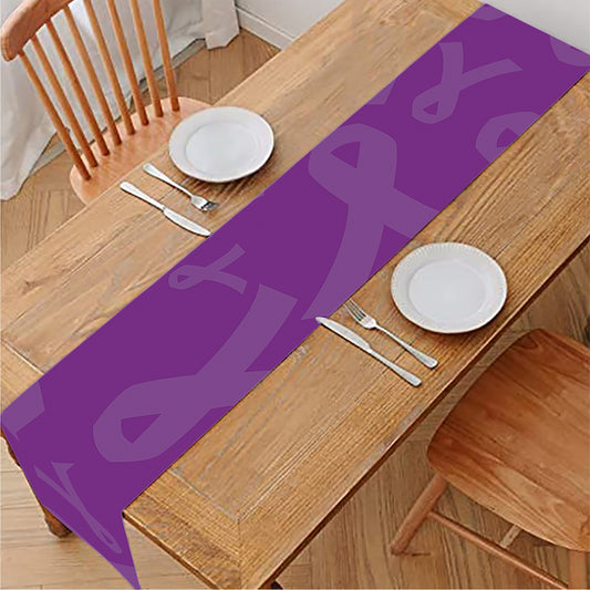 Purple Cancer Awareness Ribbon Print Table Runner
