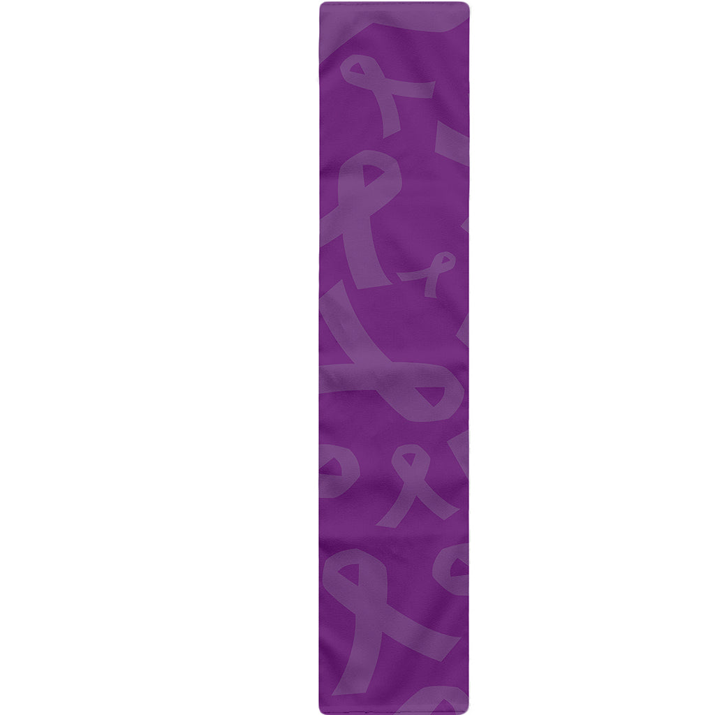Purple Cancer Awareness Ribbon Print Table Runner