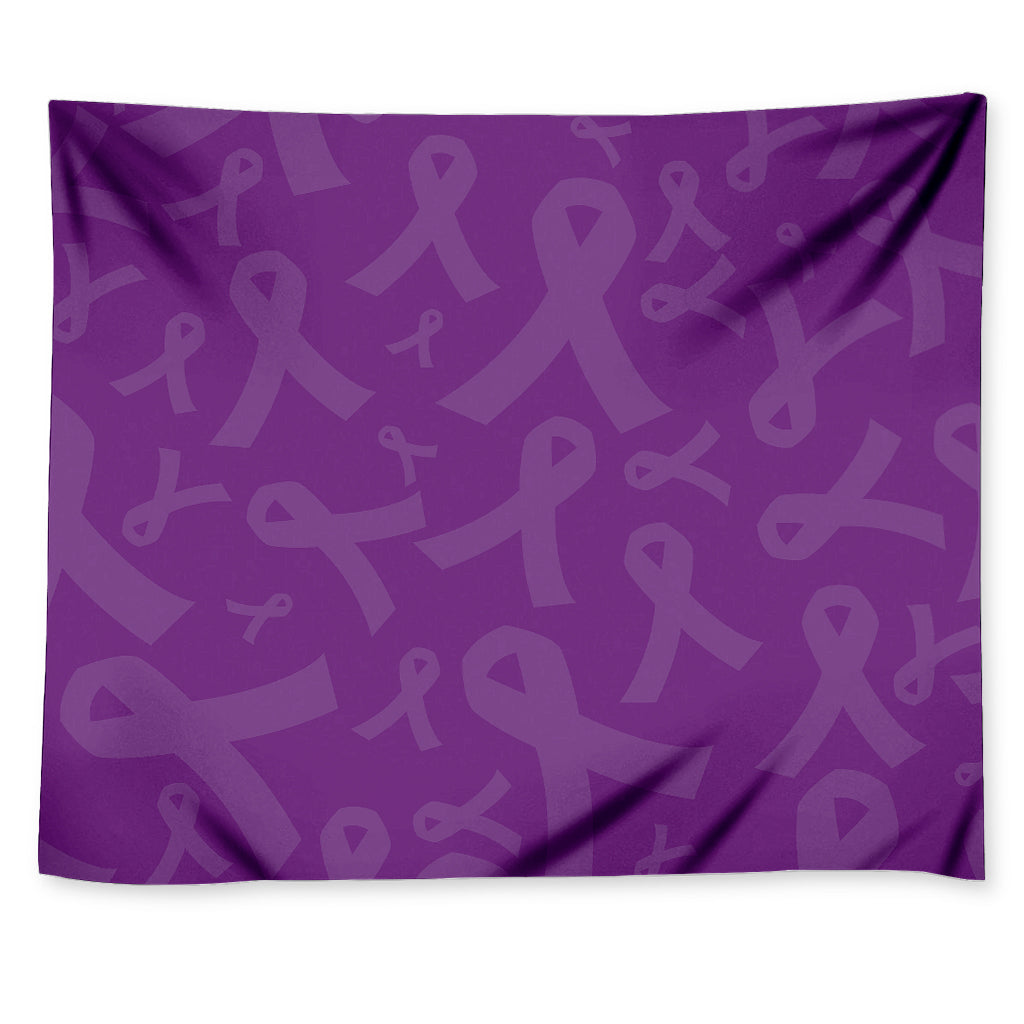 Purple Cancer Awareness Ribbon Print Tapestry