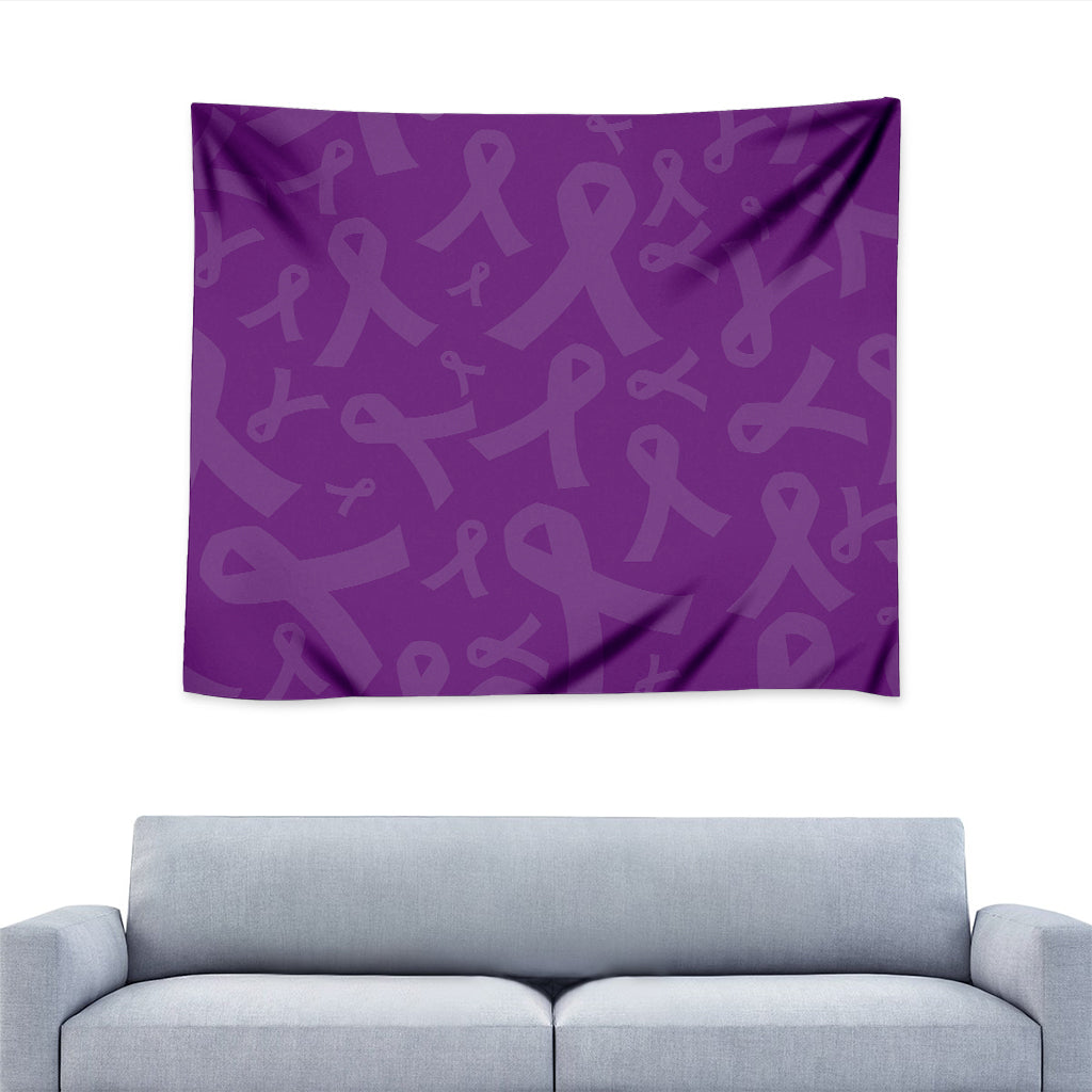 Purple Cancer Awareness Ribbon Print Tapestry