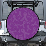 Purple Cancer Awareness Ribbon Print Tire Cover