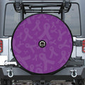 Purple Cancer Awareness Ribbon Print Tire Cover With Camera Hole