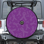 Purple Cancer Awareness Ribbon Print Tire Cover With Camera Hole