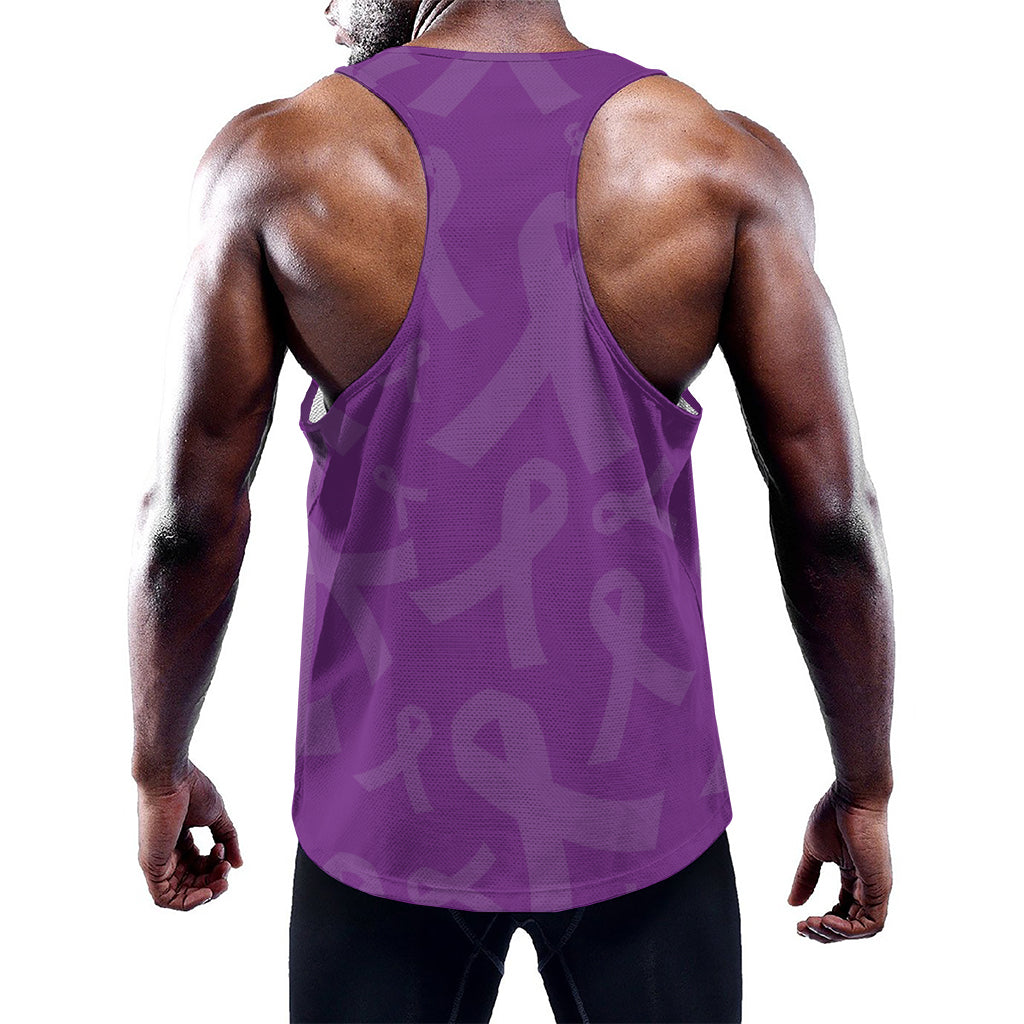 Purple Cancer Awareness Ribbon Print Training Tank Top
