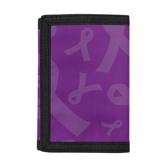 Purple Cancer Awareness Ribbon Print Trifold Wallet