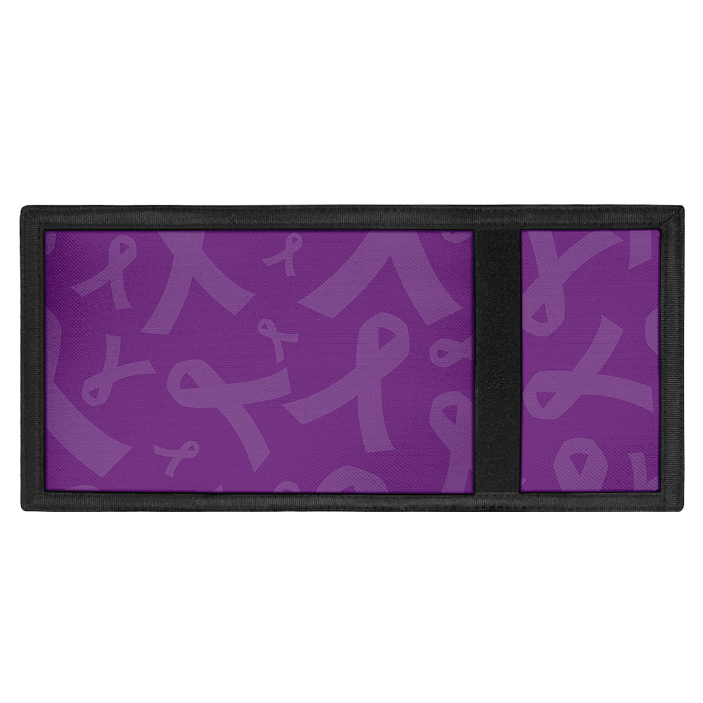 Purple Cancer Awareness Ribbon Print Trifold Wallet