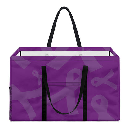 Purple Cancer Awareness Ribbon Print Utility Tote Bag