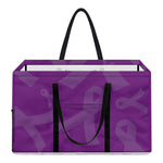 Purple Cancer Awareness Ribbon Print Utility Tote Bag