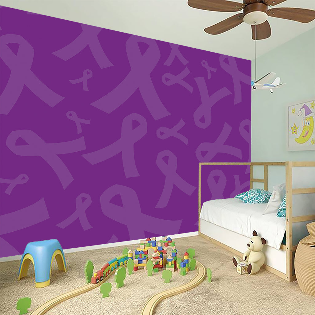 Purple Cancer Awareness Ribbon Print Wall Sticker