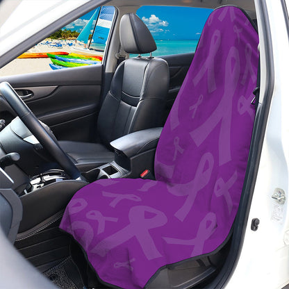 Purple Cancer Awareness Ribbon Print Waterproof Car Seat Cover