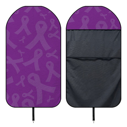 Purple Cancer Awareness Ribbon Print Waterproof Car Seat Cover