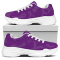 Purple Cancer Awareness Ribbon Print White Chunky Shoes