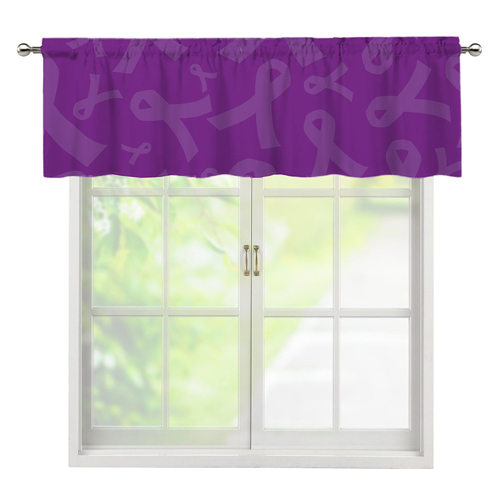 Purple Cancer Awareness Ribbon Print Window Valance