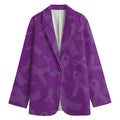 Purple Cancer Awareness Ribbon Print Women's Cotton Blazer