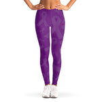 Purple Cancer Awareness Ribbon Print Women's Leggings