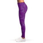 Purple Cancer Awareness Ribbon Print Women's Leggings