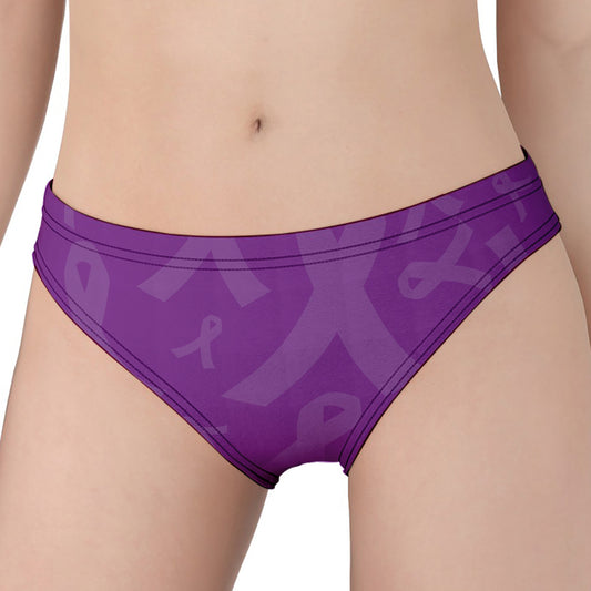 Purple Cancer Awareness Ribbon Print Women's Panties