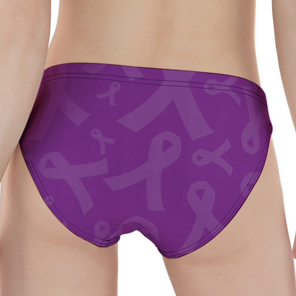 Purple Cancer Awareness Ribbon Print Women's Panties