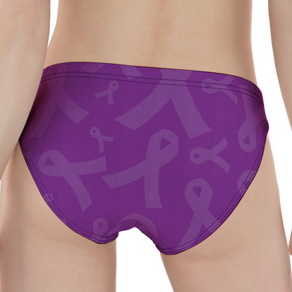 Purple Cancer Awareness Ribbon Print Women's Panties